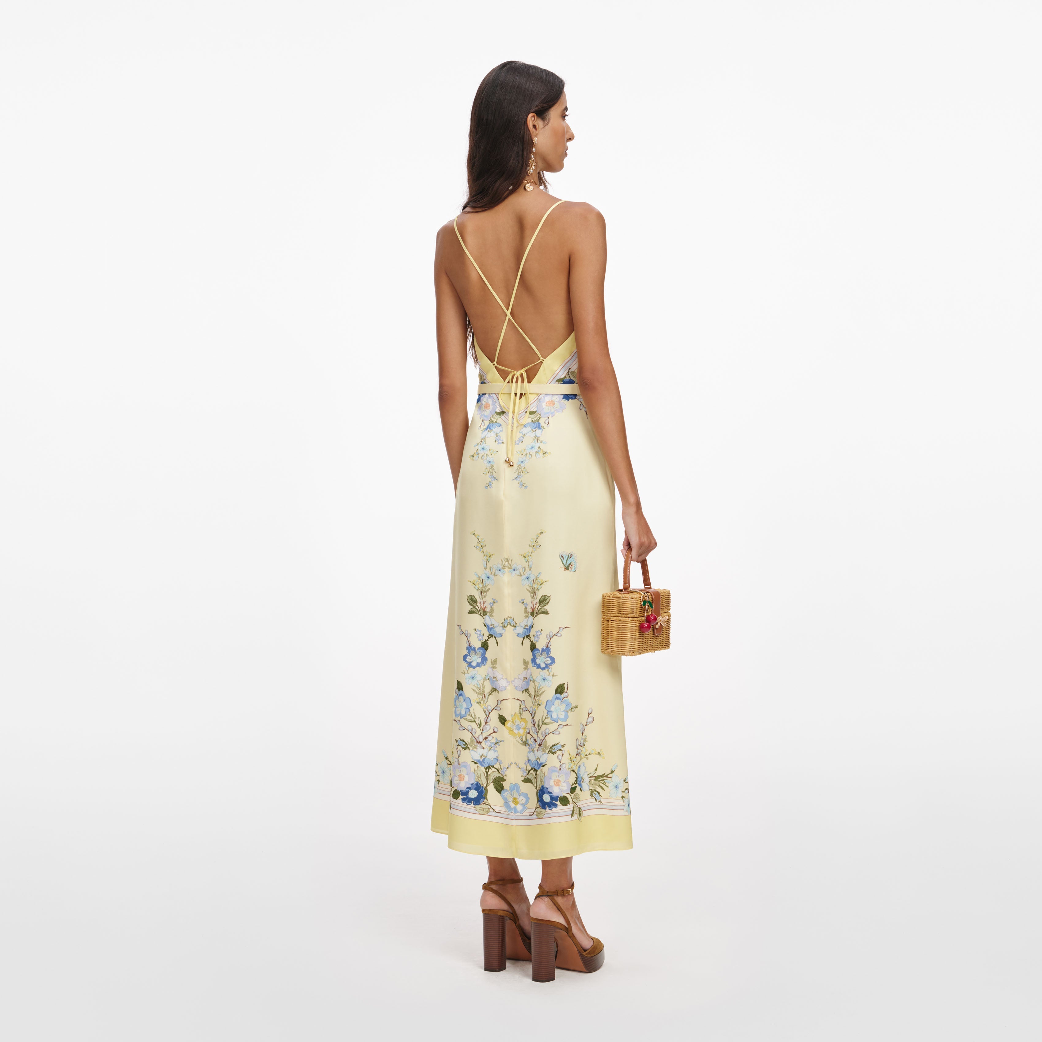 Yellow Floral Midi Dress