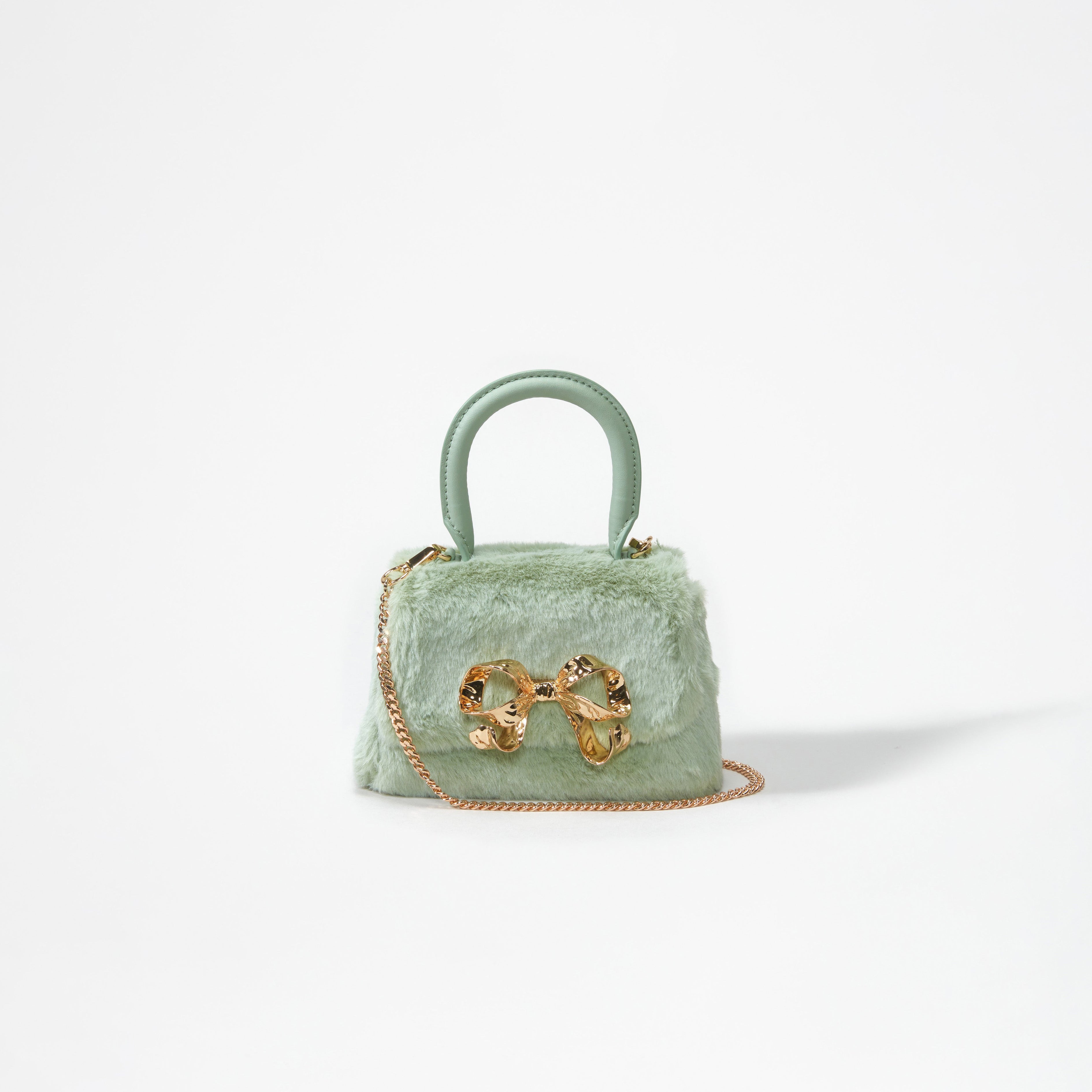 Green Fluffy Bow Micro Bag