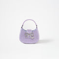 Purple Rhinestone Crescent Bow Micro Bag
