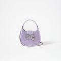 Purple Rhinestone Crescent Bow Micro Bag