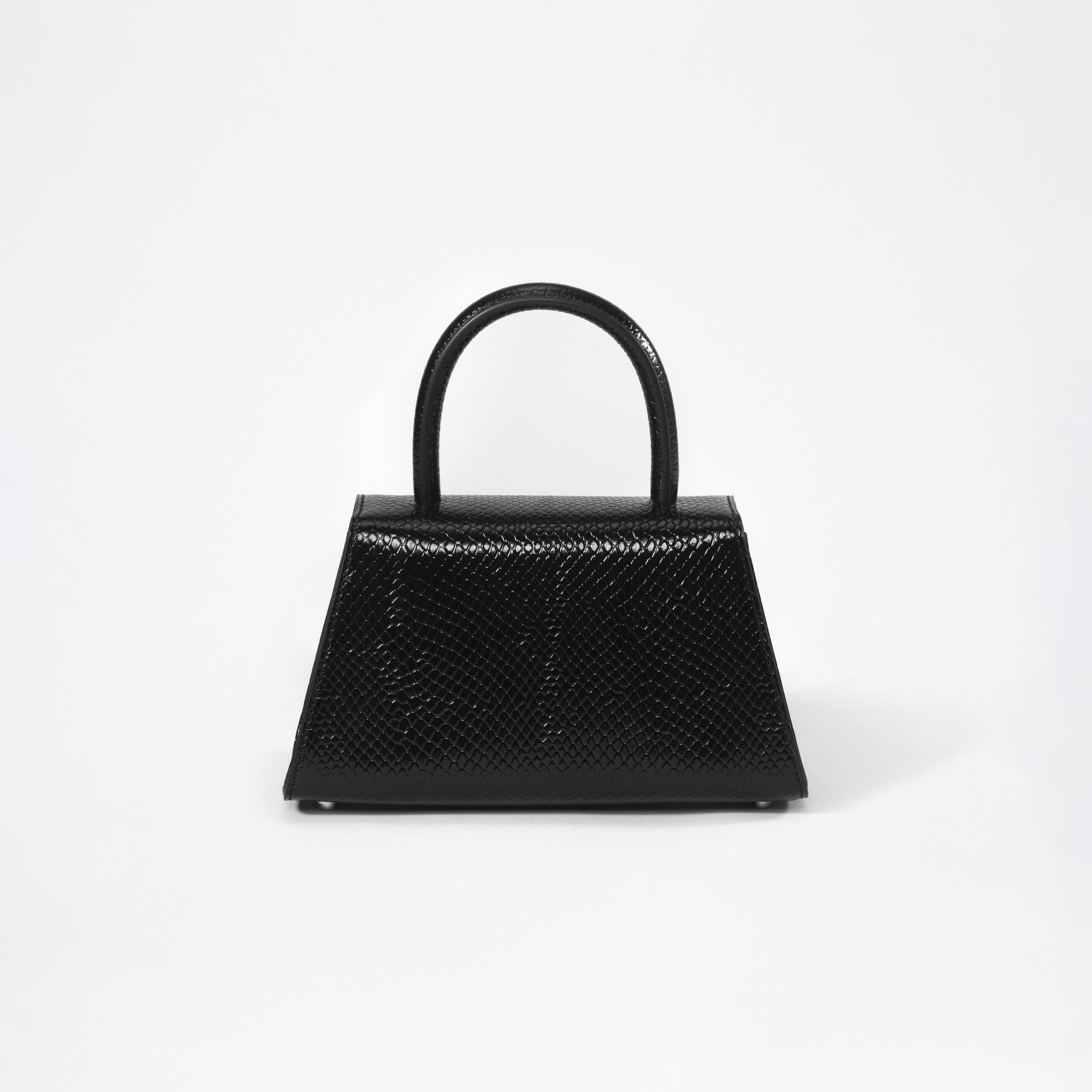 Black Python Diamante Bow Mini Bag