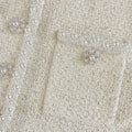 Cream Sequin Pearl Cropped Feather Cardigan