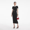 Black Crepe Contrast Midi Dress