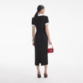 Black Crepe Contrast Midi Dress