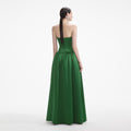 Green Satin Bandeau Maxi Dress