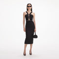 Black Tinsel Boucle Midi Dress