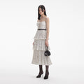 Cream Polka Dot Tiered Midi Dress