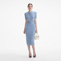 Blue Soft Knit Midi Skirt