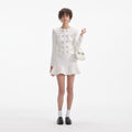 Cream Buttoned Knit Mini Dress