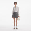 Black Herringbone Mini Skirt