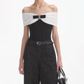 Black Knit Bow Top