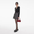Black Fitted Pointelle Knit Top