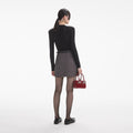 Black Fitted Pointelle Knit Top