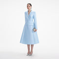 Blue Tailored Taffeta Midi Dress