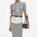 Grey Short Sleeve Knit Top