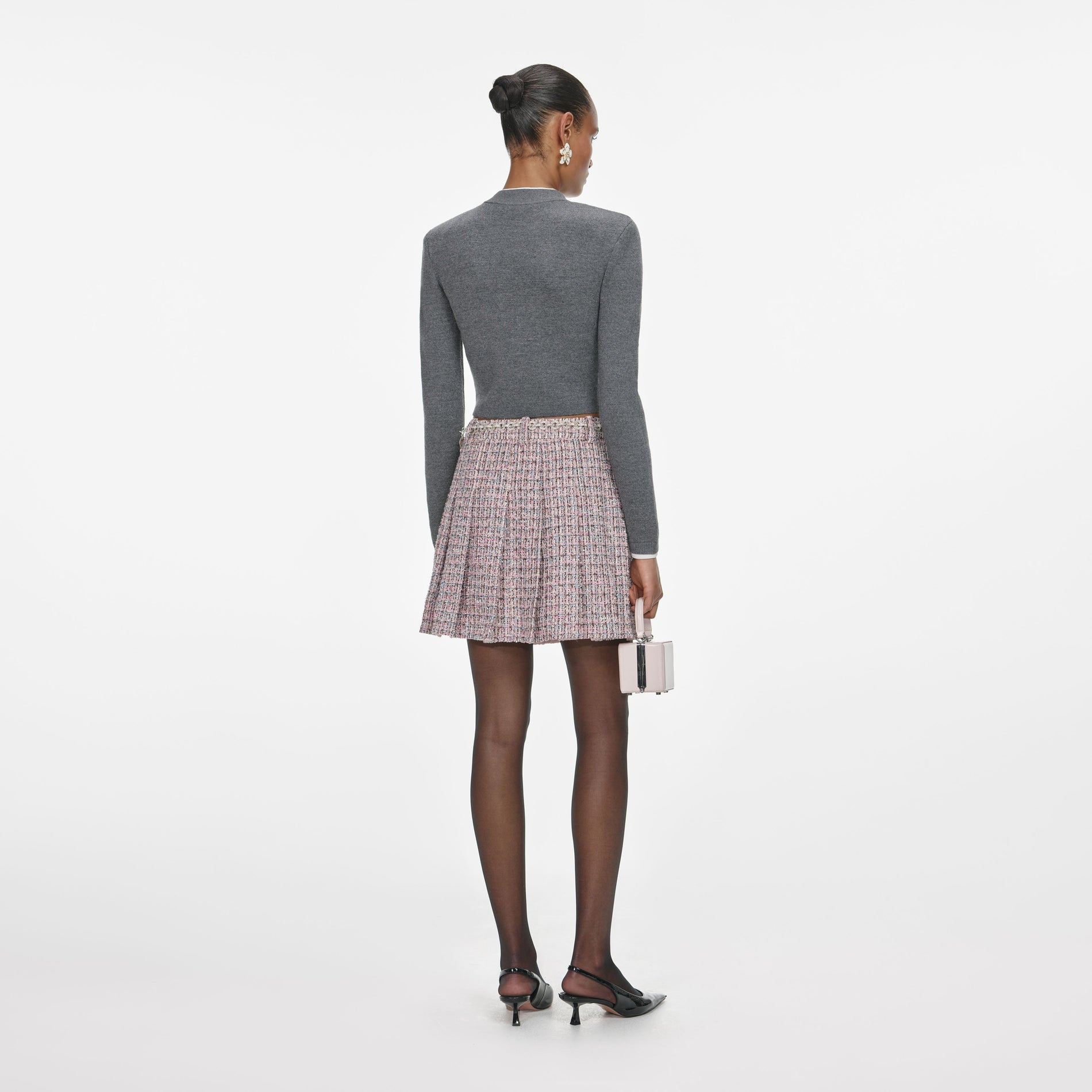 Grey Crochet Flower Cardigan