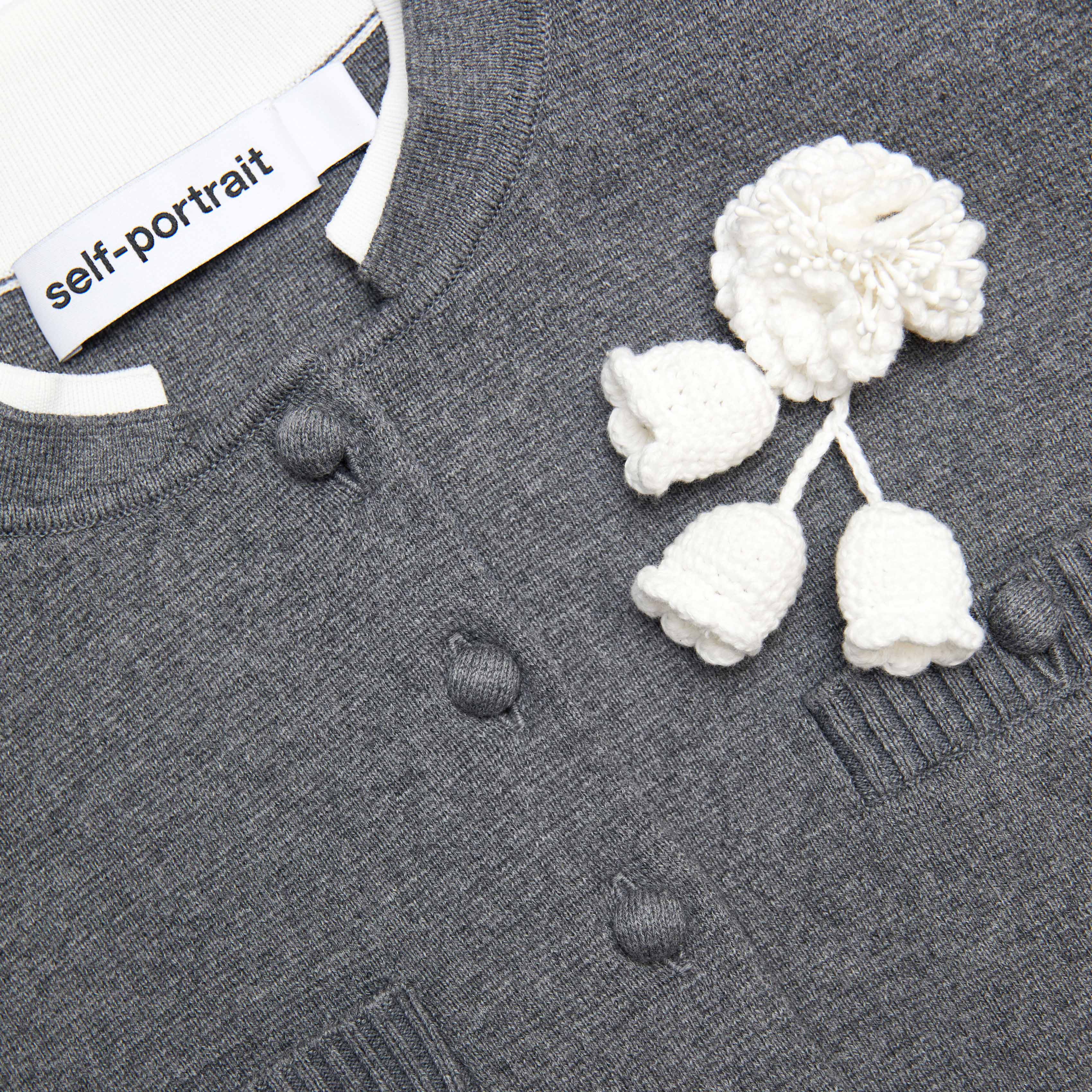 Grey Crochet Flower Cardigan