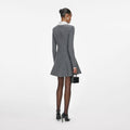 Grey Crochet Flower Collared Knit Mini Dress