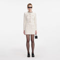 Cream Textured Knit Mini Skirt