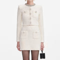 Cream Textured Knit Mini Skirt
