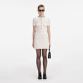 Cream Textured Knit Mini Dress