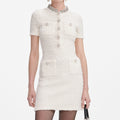 Cream Textured Knit Mini Dress