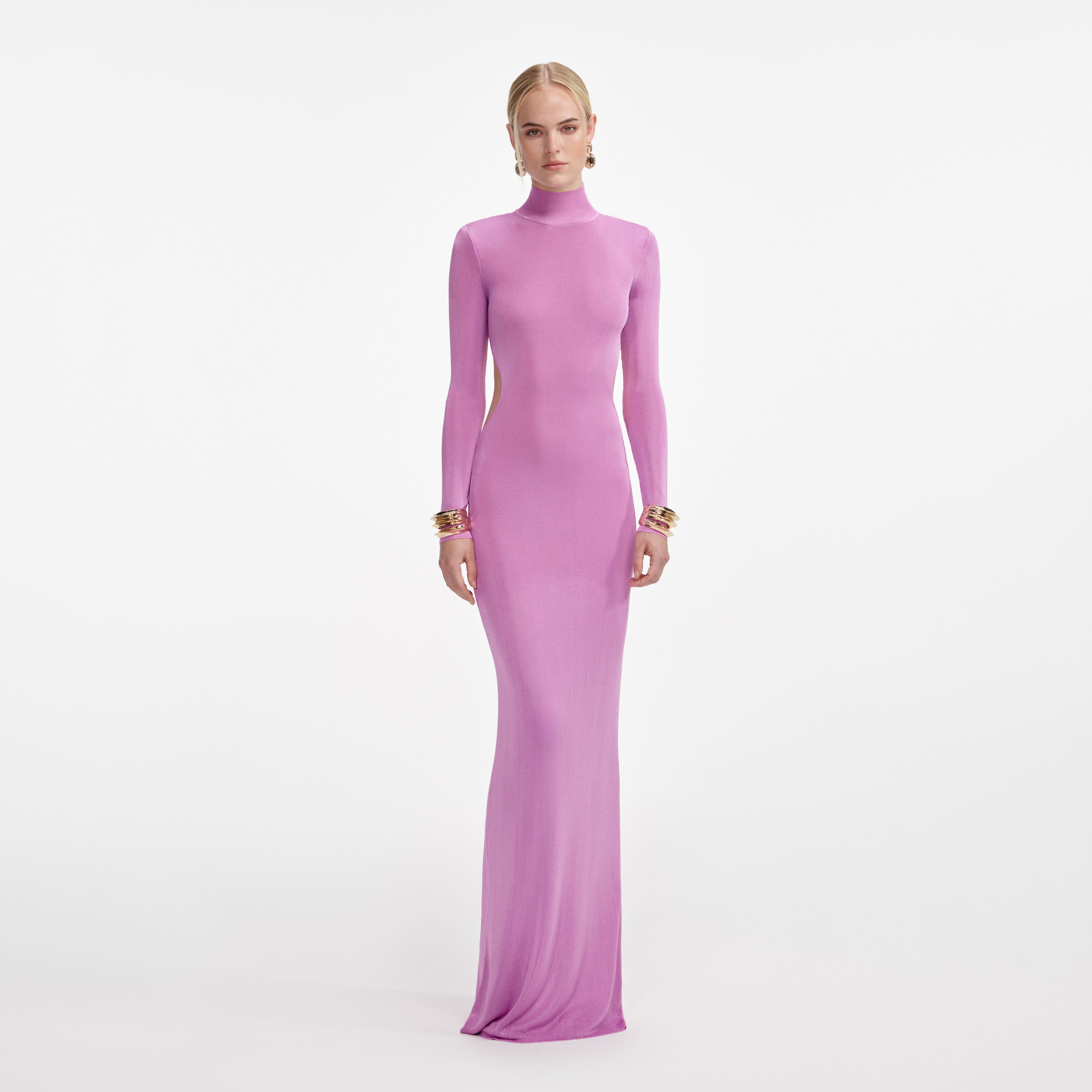 Pink Viscose Knit Maxi Dress