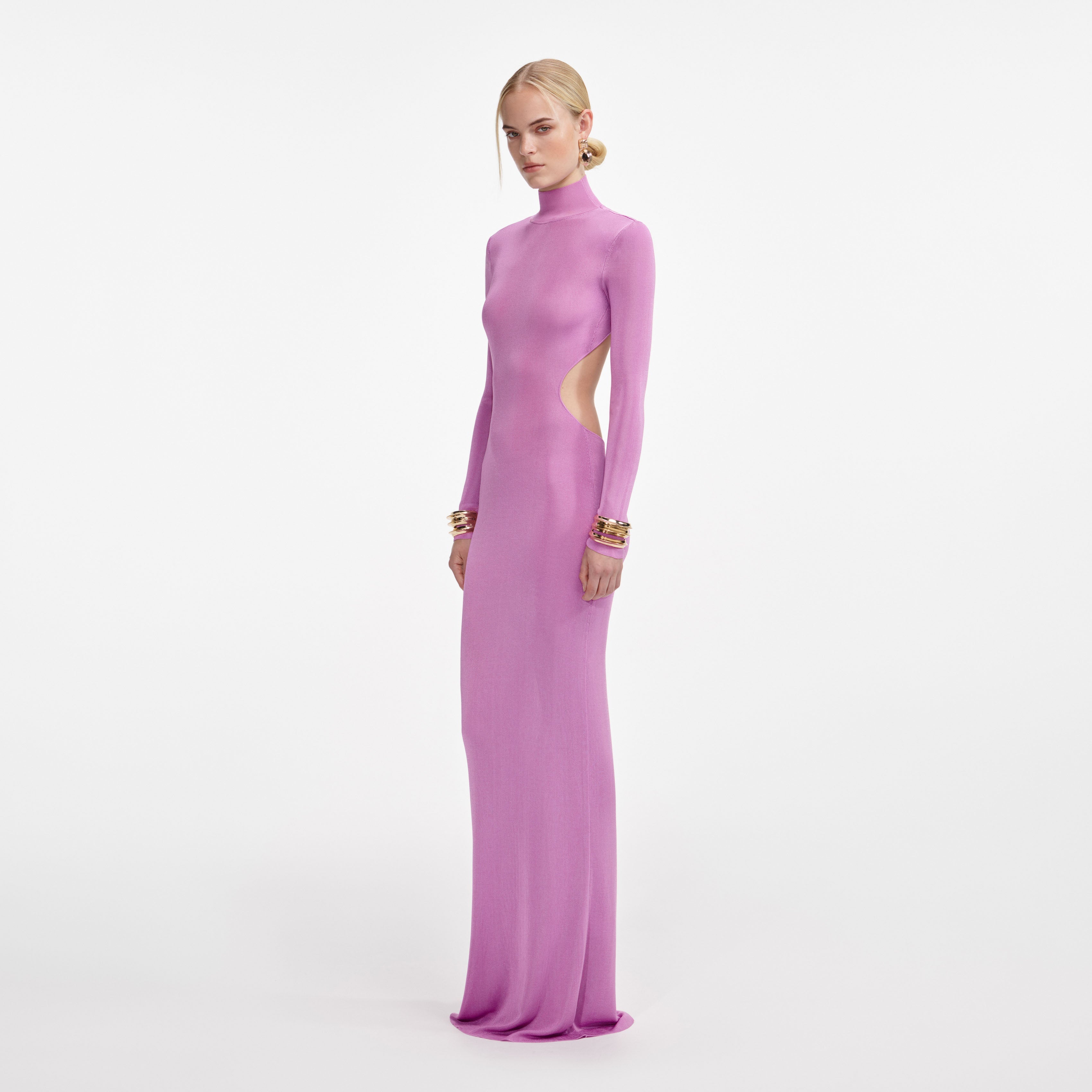 Pink Viscose Knit Maxi Dress