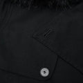 Black Twill Fur Collar Trench Coat