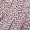 Pink Boucle Crystal Belt Mini Skirt