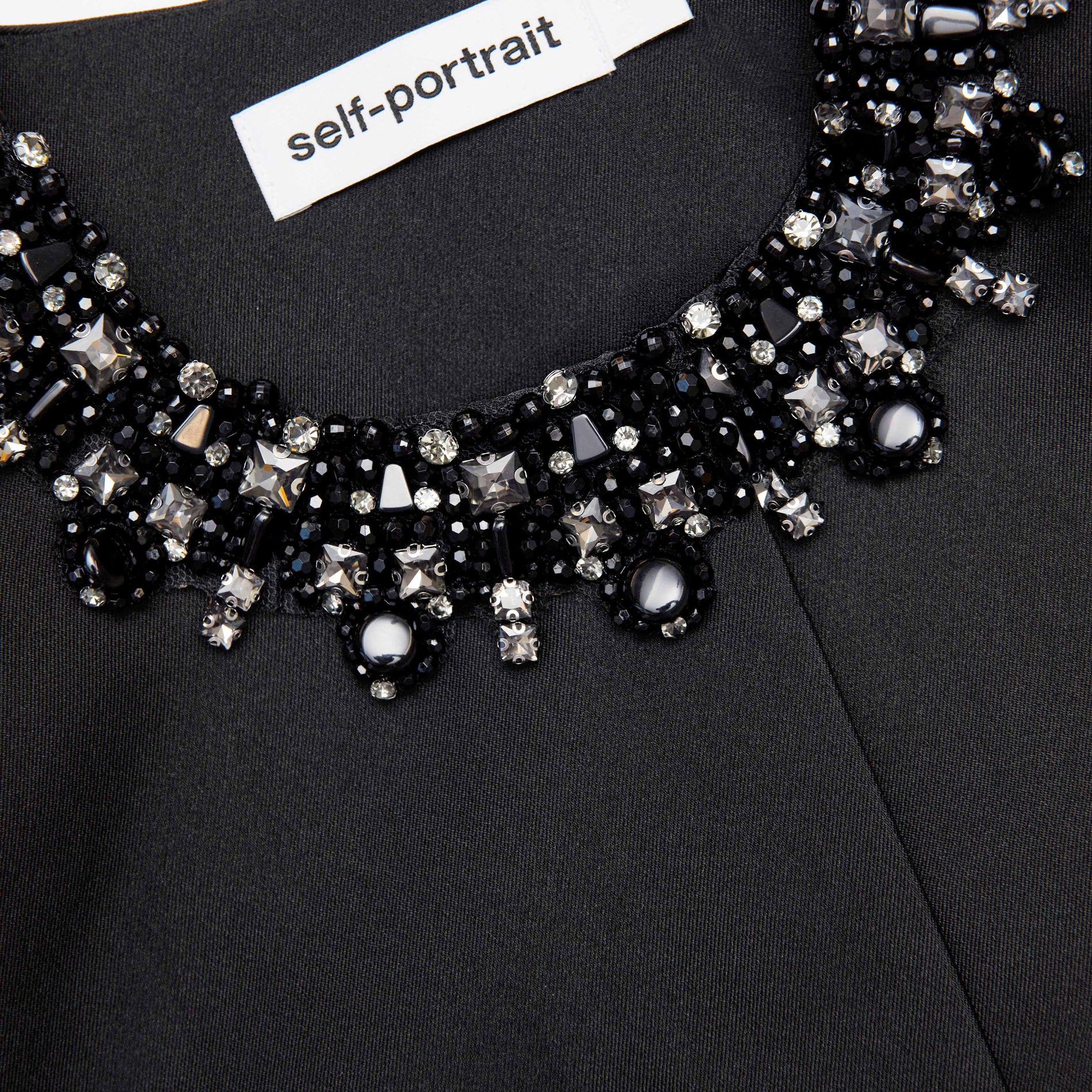 Black Taffeta Embellished Trim Jacket