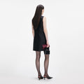 Black Taffeta Embellished Trim Mini Dress