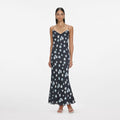 Navy Floral Rhinestone Midi Dress