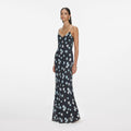 Navy Floral Rhinestone Maxi Dress
