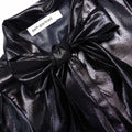 Black Metallic Tie Neck Blouse