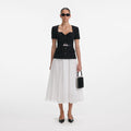 Black Tailored Contrast Chiffon Midi Dress