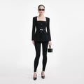 Black Crepe Tailored Top