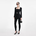 Black Crepe Tailored Top