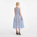 Blue Floral Lace Midi Dress
