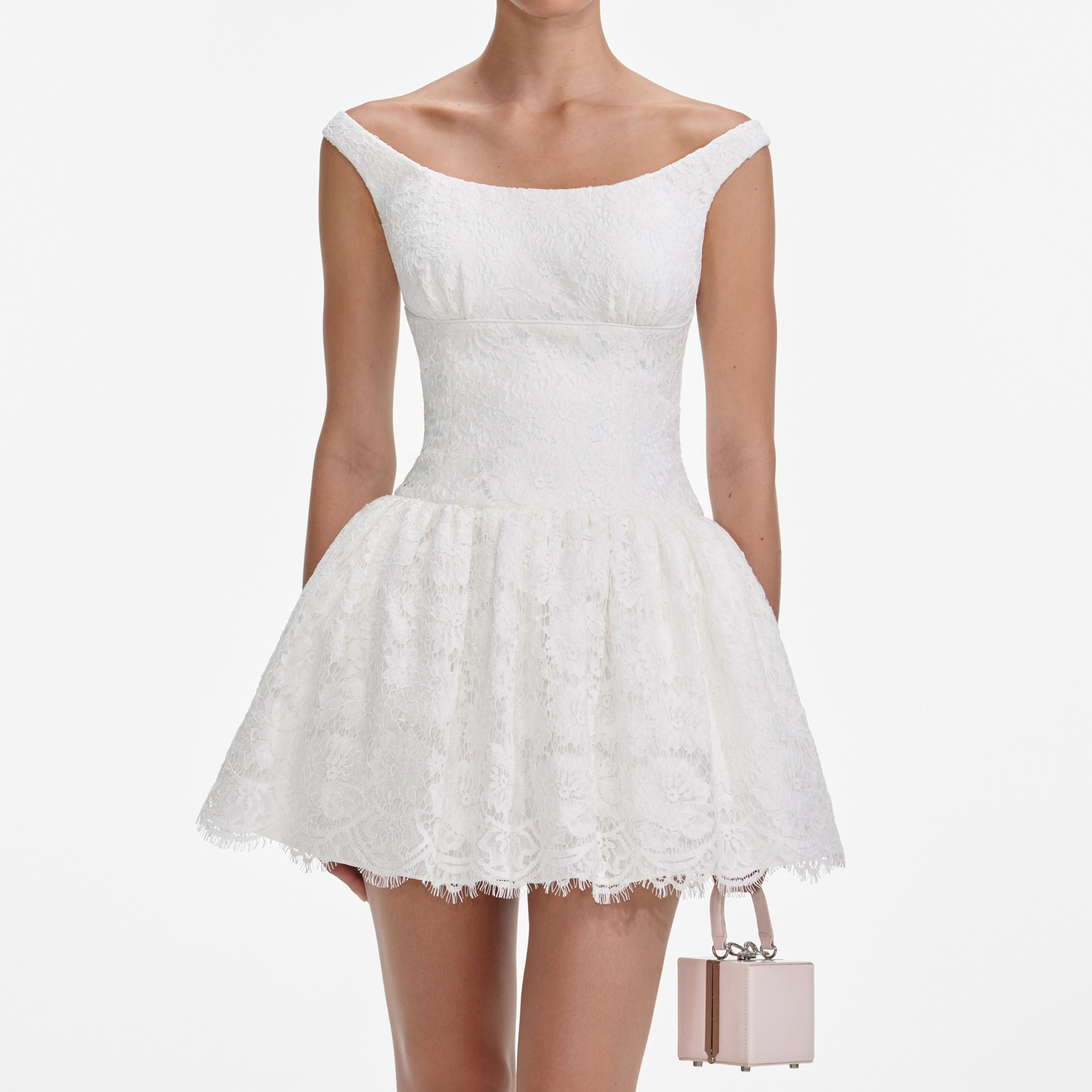 White Floral Lace Mini Dress