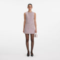 Pink Boucle Sleeveless Shift Mini Dress