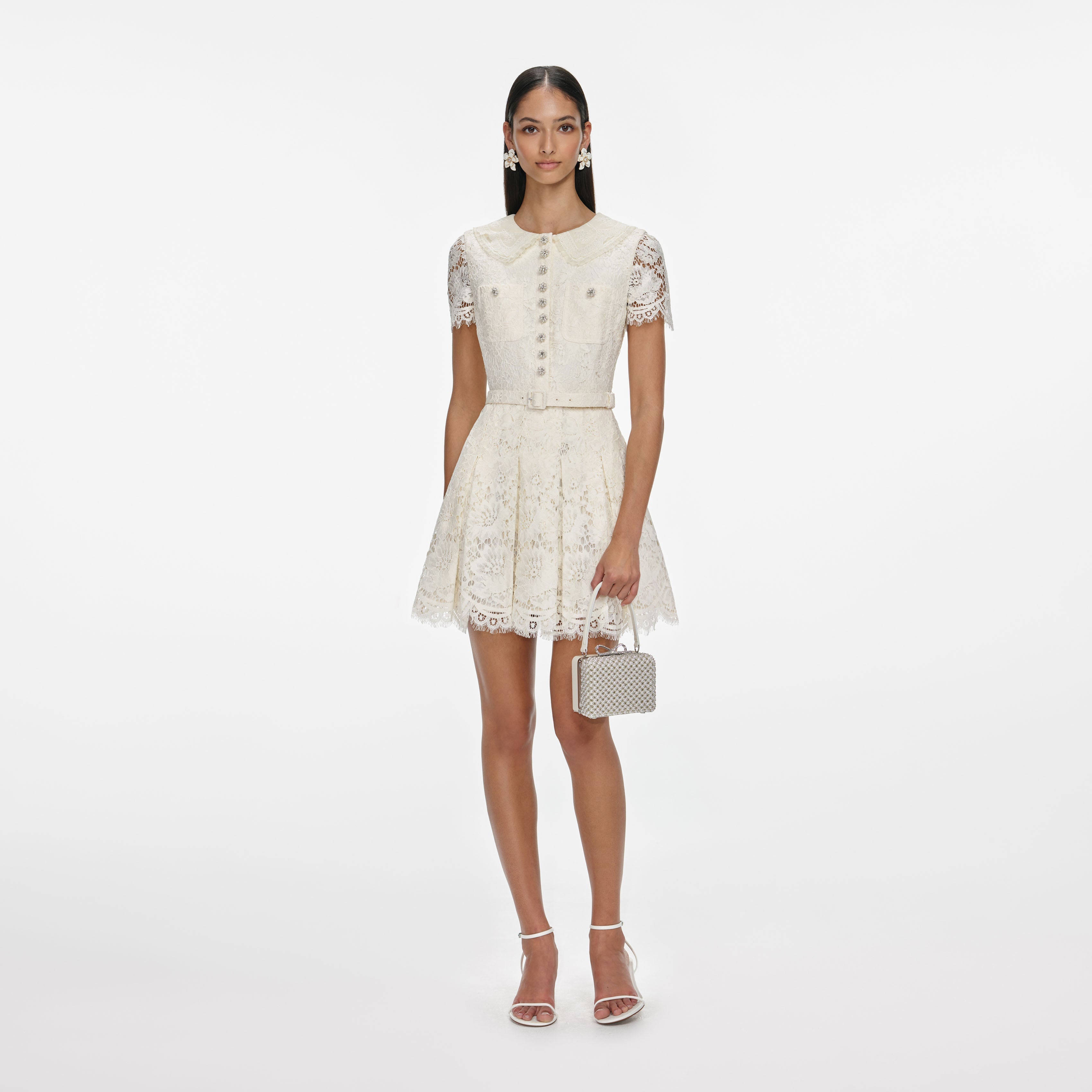 Cream Floral Lace Mini Dress self-portrait-EU Cream Floral Lace Mini Dress self-portrait-EU