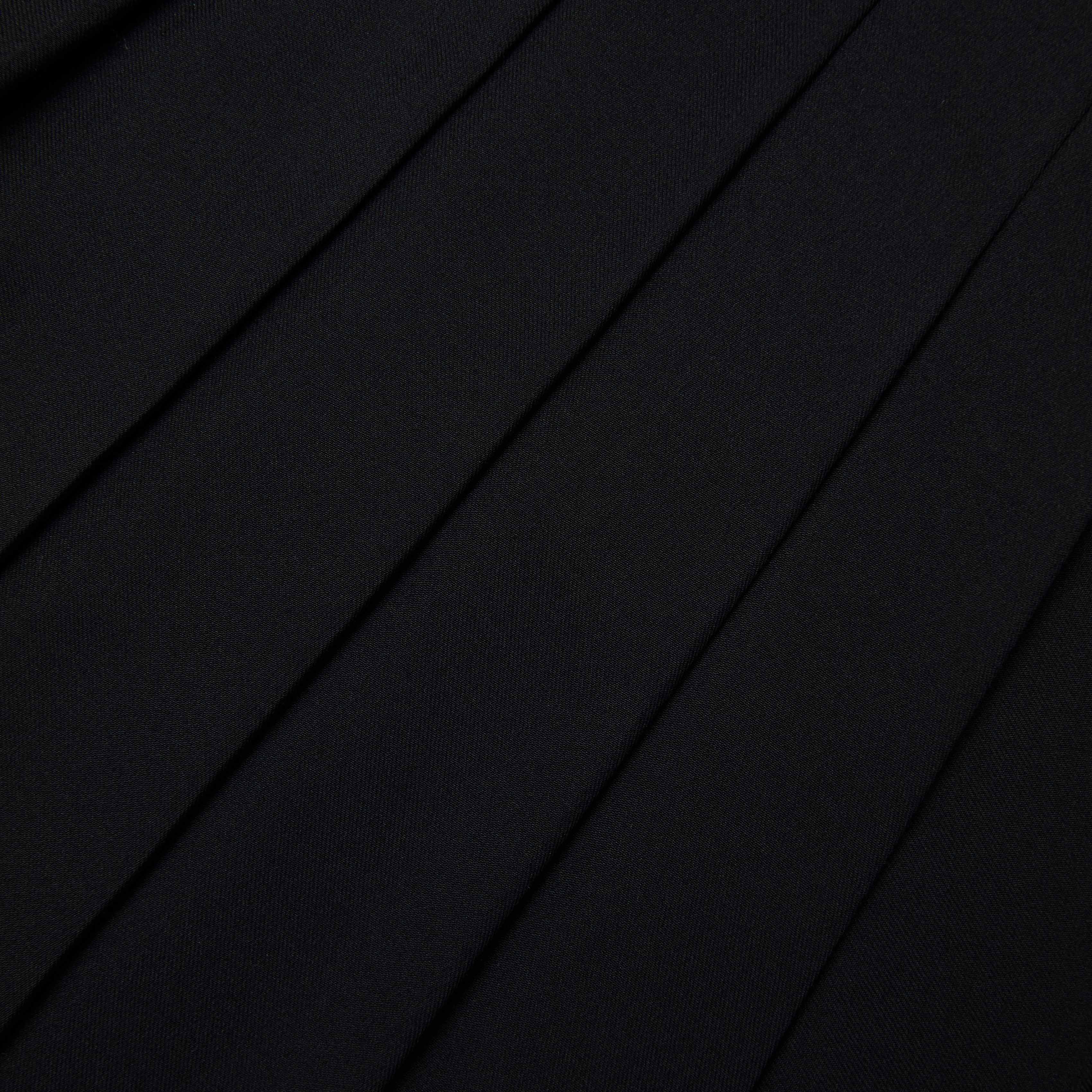 Black Pleated Twill Maxi Skirt