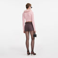 Pink Fur Collar Cardigan