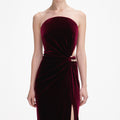 Burgundy Velvet Bandeau Maxi Dress