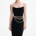 Black Velvet Chain Belt Maxi Dress