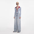 Blue Viscose Knit Bodysuit