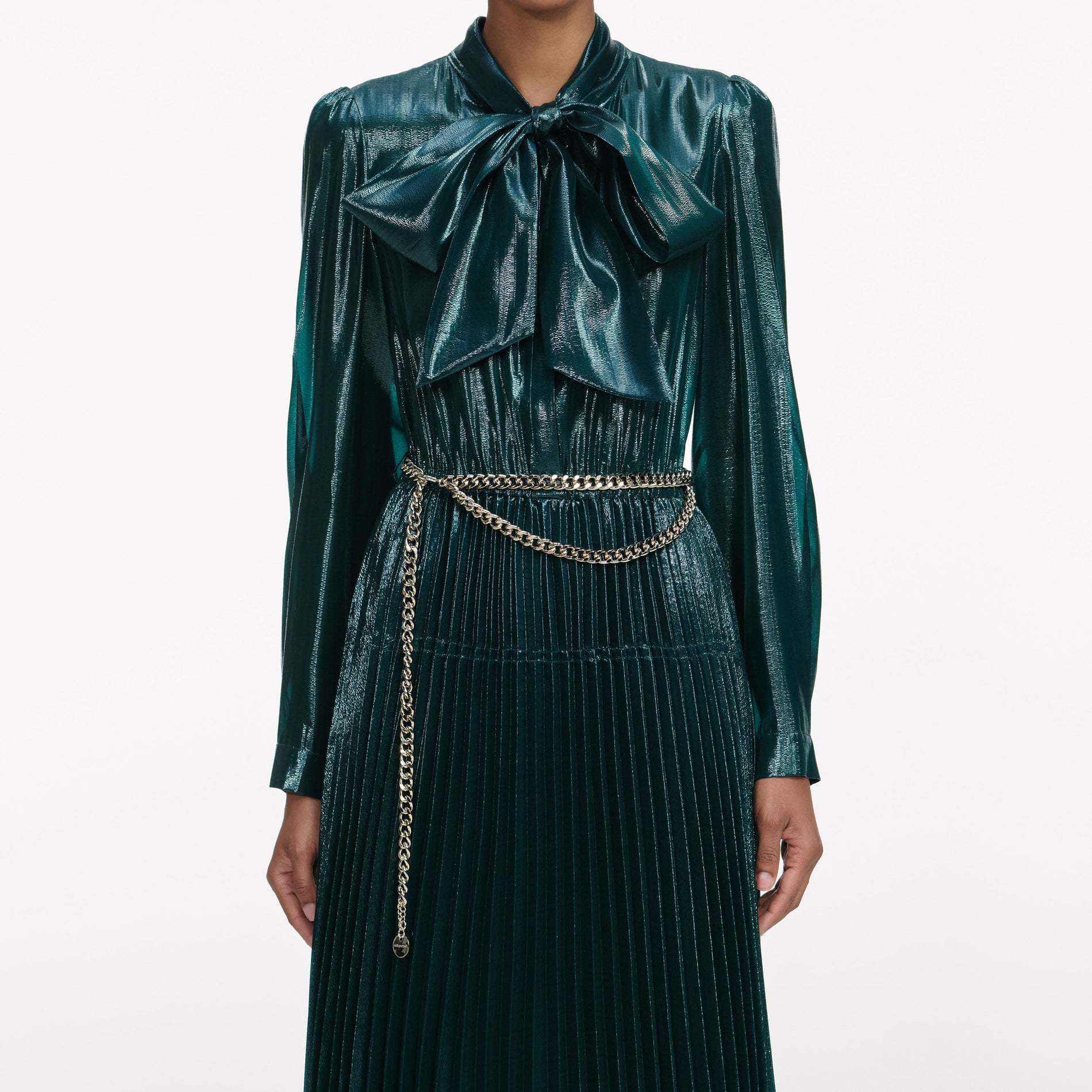 A close up of a woman wearing the Blue Embellished Barrel Leg Jeans