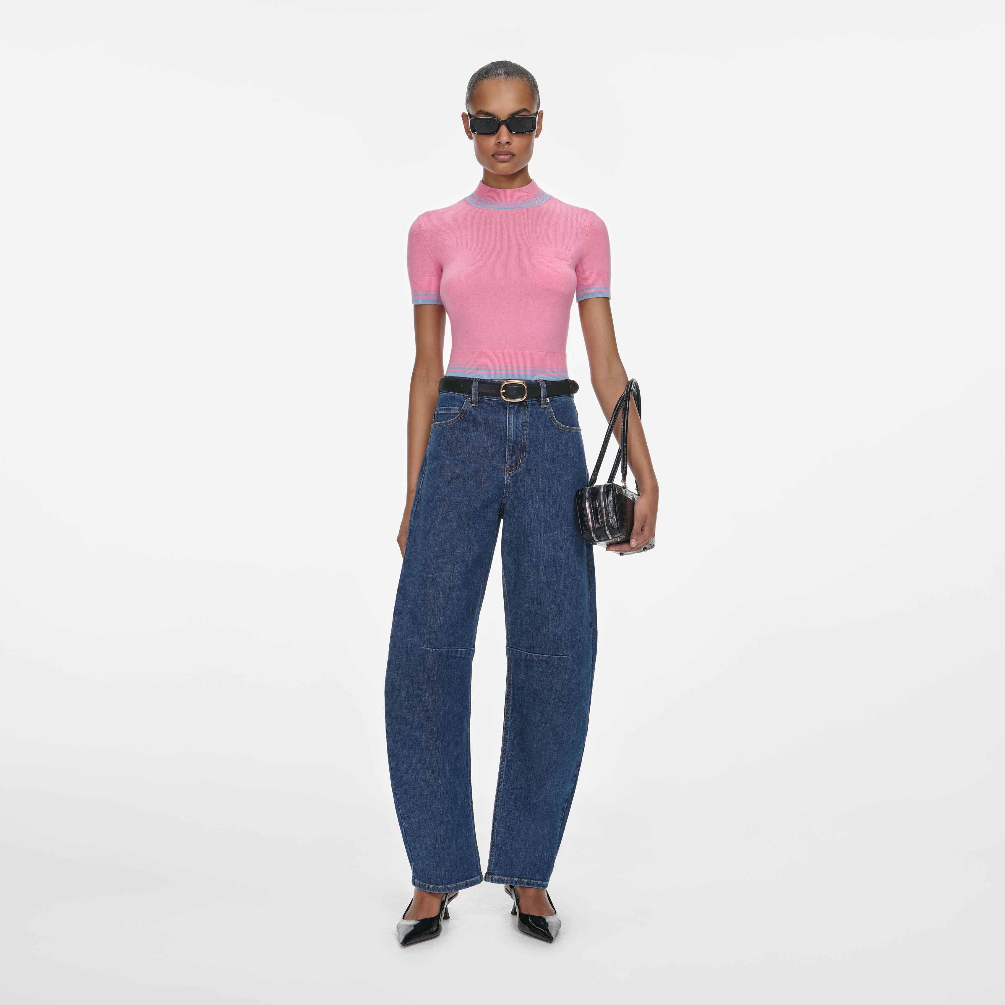 Blue Barrel Leg Jeans