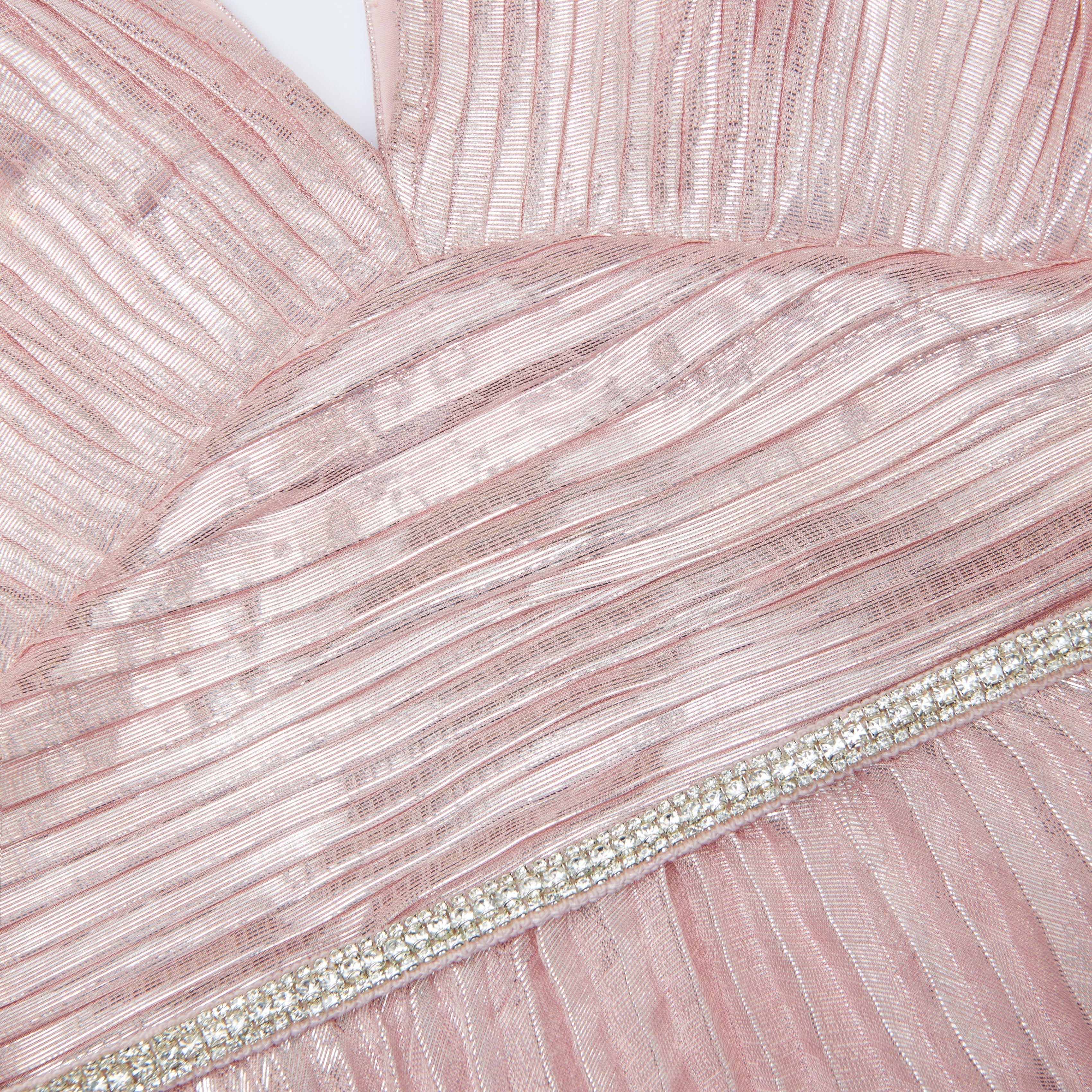 Pink Metallic Tiered Midi Dress